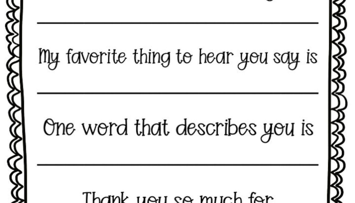 Teacher Appreciation Printable Teacher Fill In The Blank My Teacher