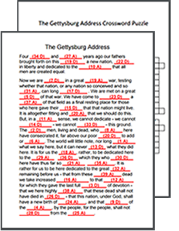 Gettysburg Address Fill In The Blank Printable