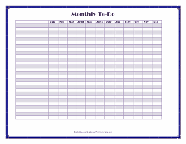 Blank Month By Month Chart Printable
