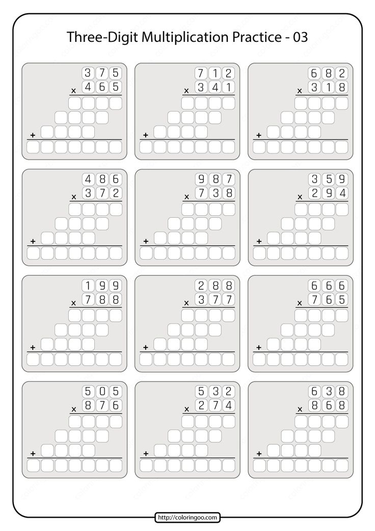 Three digit Multiplication Practice Worksheet 03 Multiplication Three digit Multiplication Practice Worksheet 03 Multiplication
