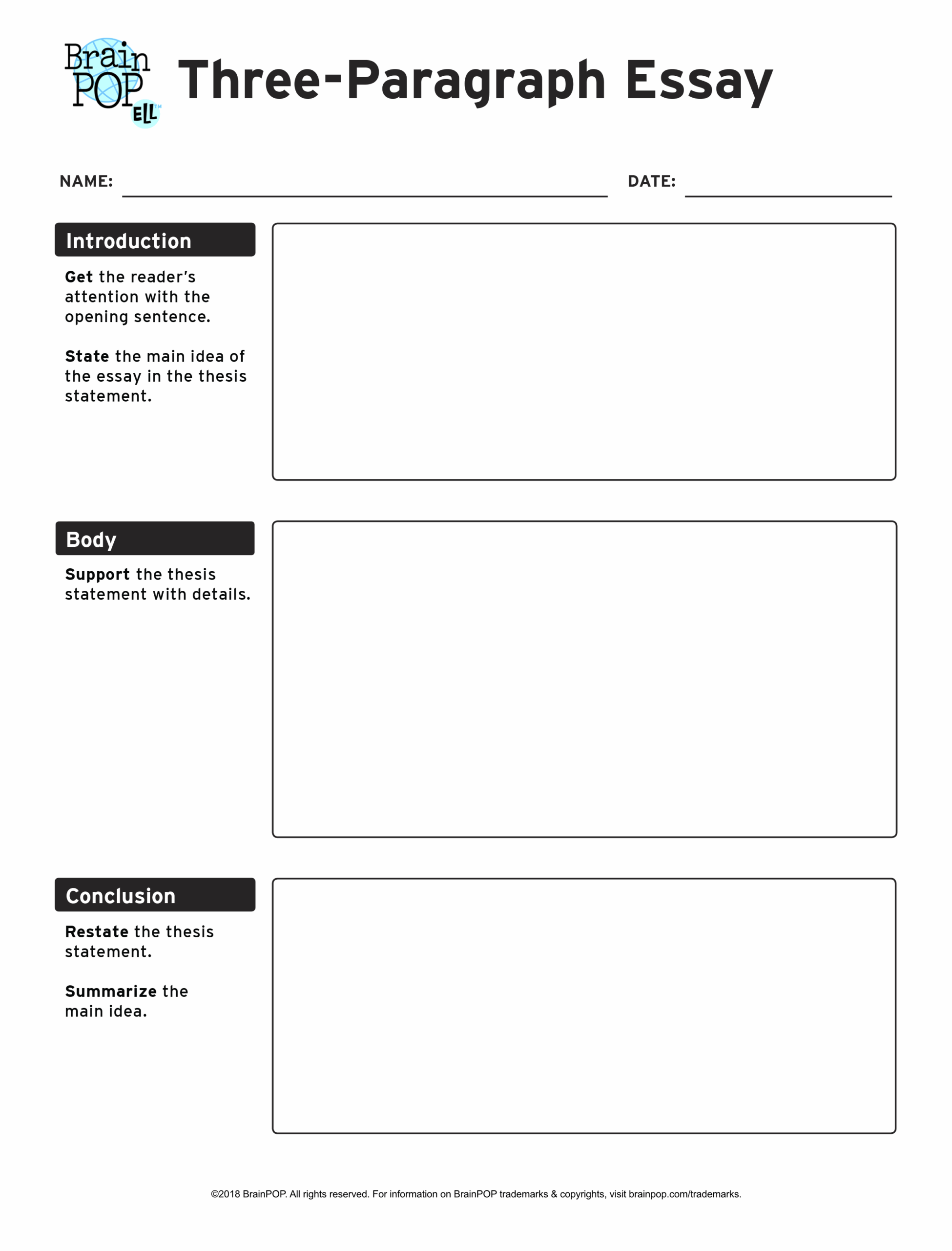 Three Paragraph Essay Graphic Organizer BrainPOP Educators Three Paragraph Essay Graphic Organizer BrainPOP Educators