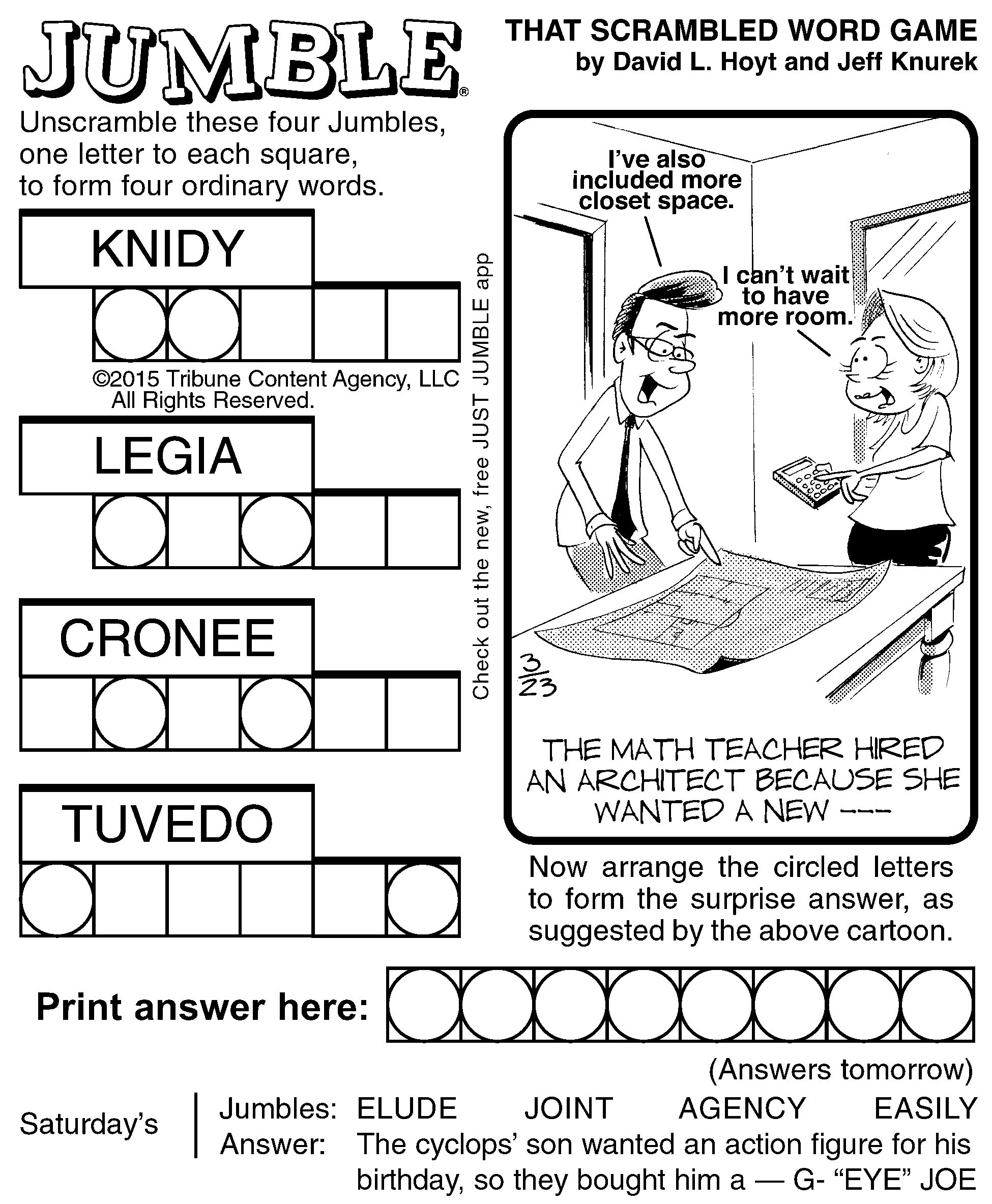 Today 39 s Jumble Printable