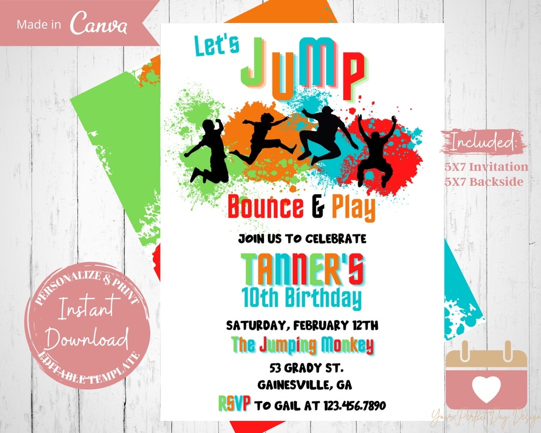 Blank Party Invitations Printable For Trapoline Parks Blank Party Invitations Printable For Trapoline Parks
