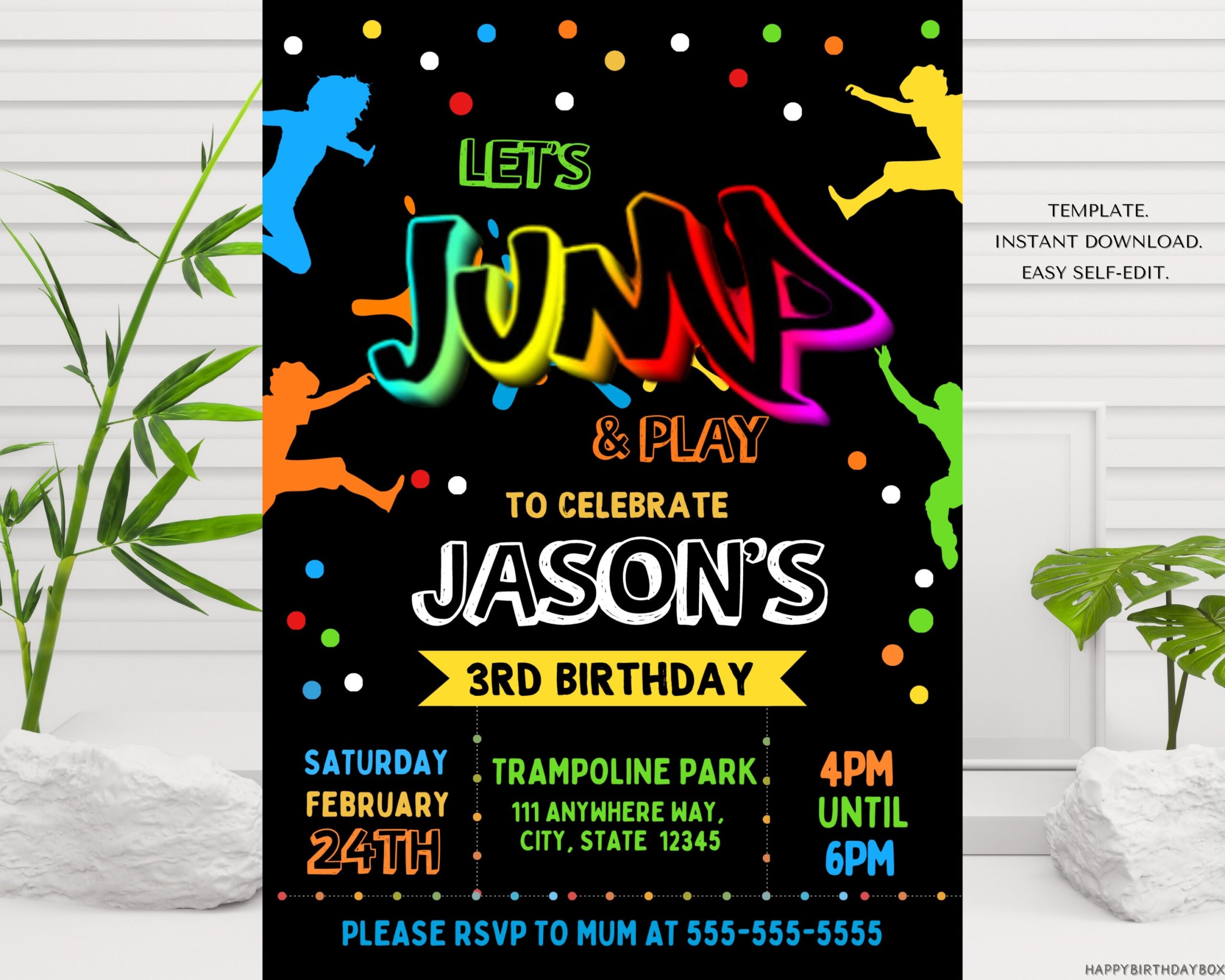 Trampoline Park Birthday Party Invitation Trampoline Park Invite Jump Trampoline Park Birthday Party Invitation Trampoline Park Invite Jump