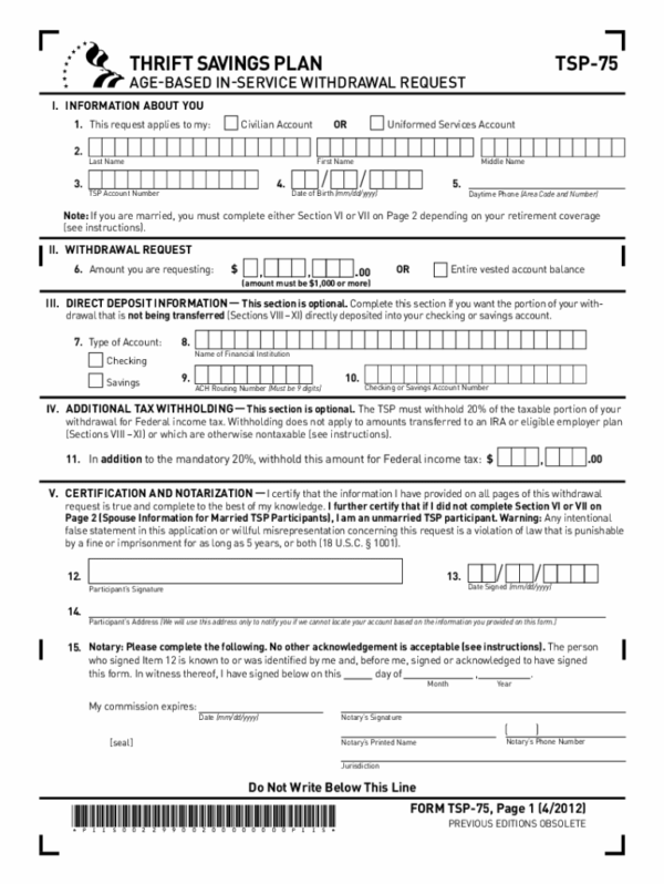 Tsp Blank Form 75 Printable 2/ 2025