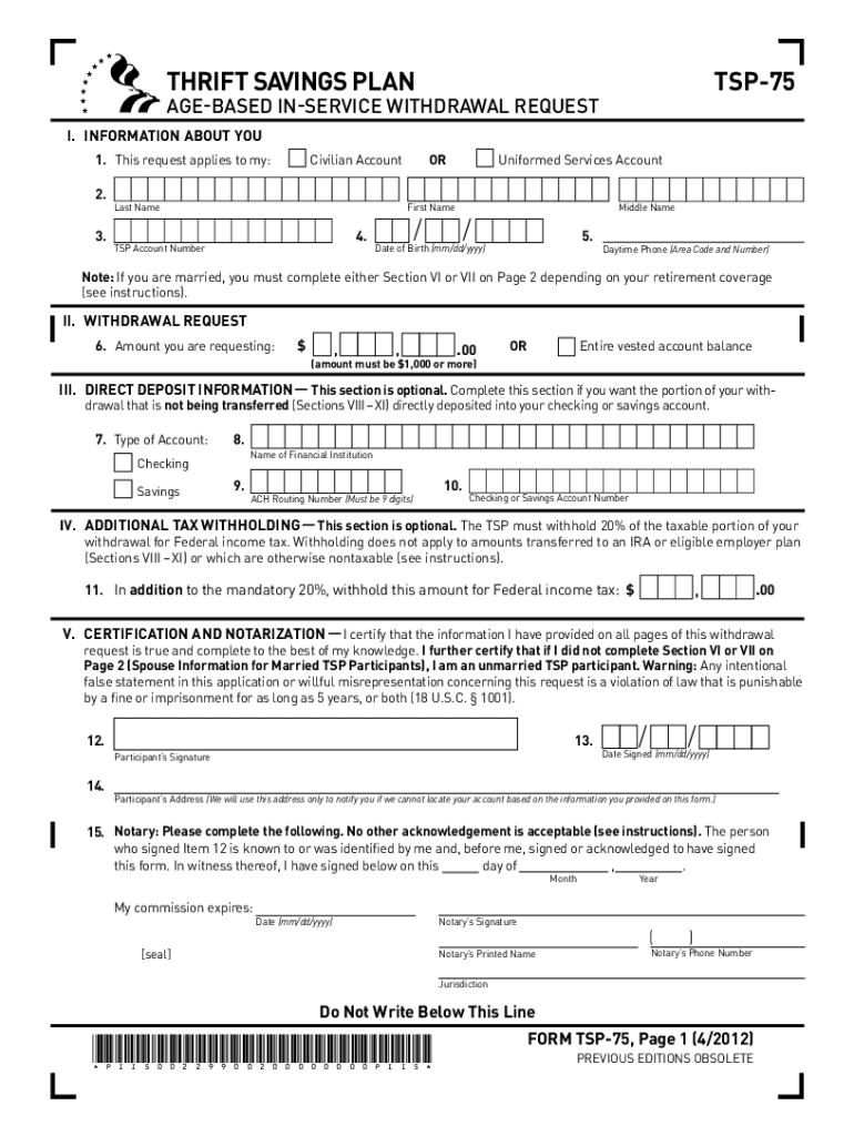 Tsp Blank Form 75 Printable Printable Forms Free Online Tsp Blank Form 75 Printable Printable Forms Free Online