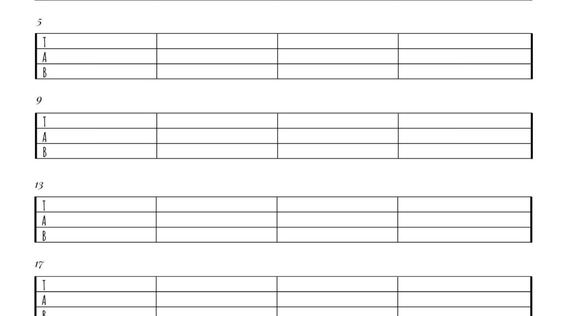 Ukulele Blank Tabs Chords Chart Instant Download Blank Sheet Music