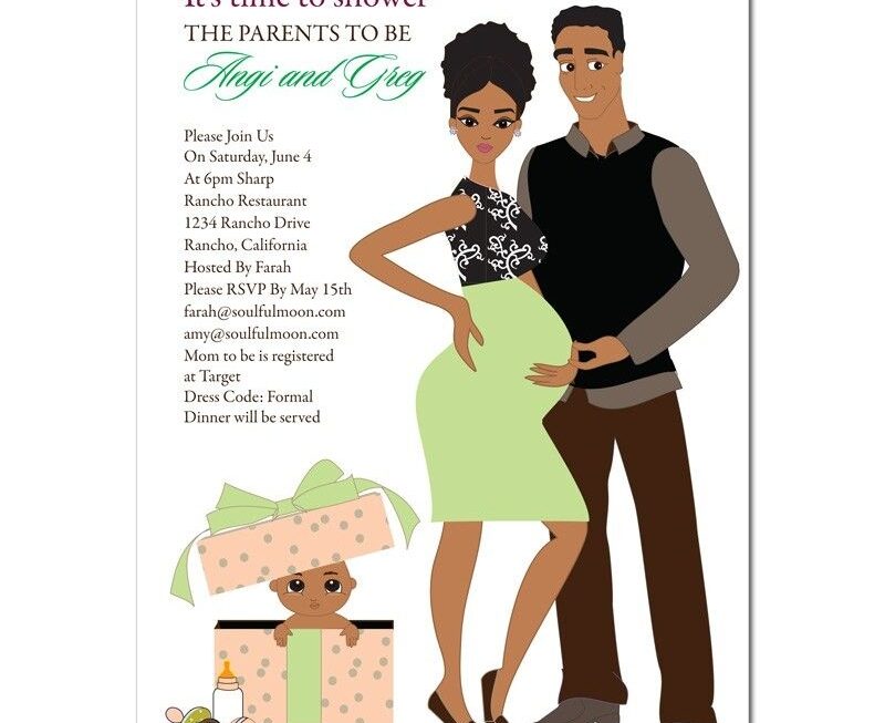 Unique African American Baby Shower Invitations Glam Couple By Soulful