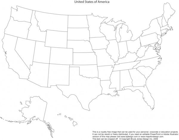 Printable United States Map Blank No States
