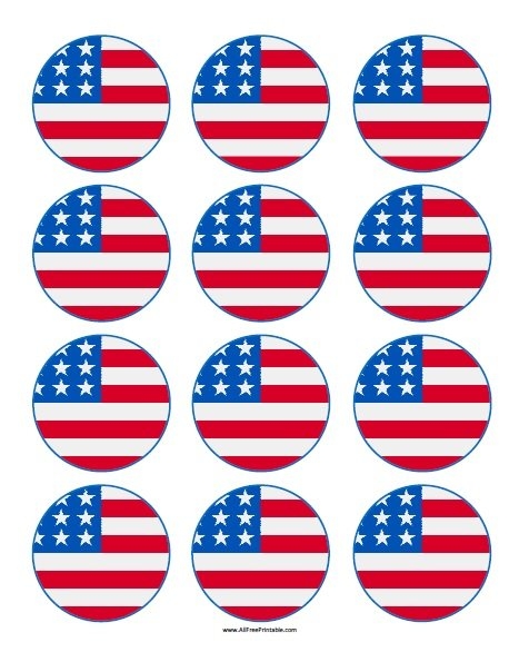 USA Flag Round Cupcake Toppers Free Printable
