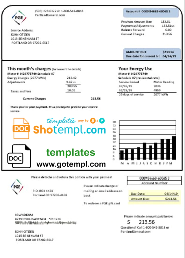 Utility Bill Template Pdf Editable Utility Bill Template Pdf Editable