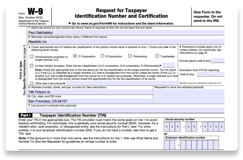 Printable Blank Federal W 9 2025