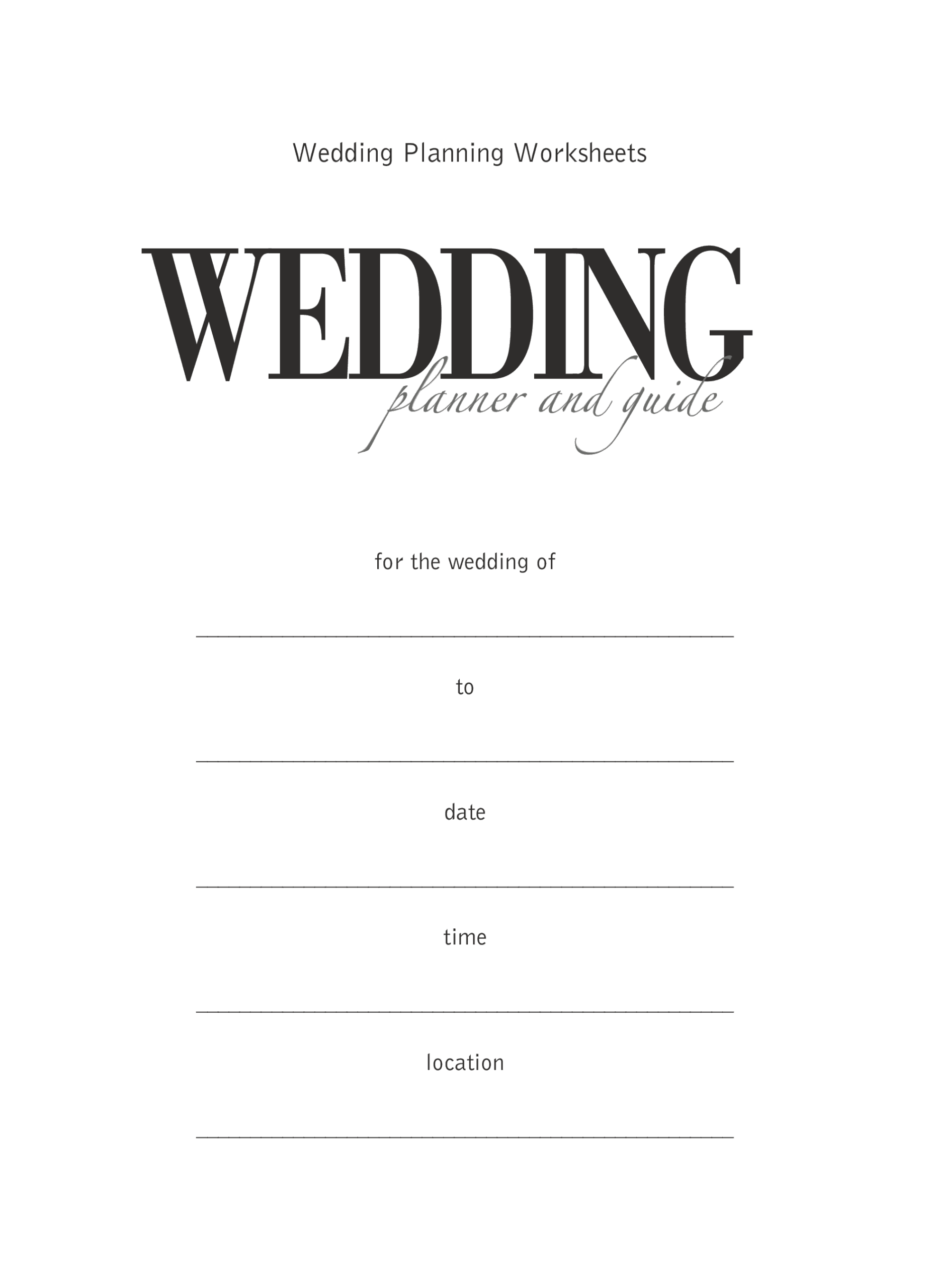 Wedding Planner Printable Sheets Printable Free Templates
