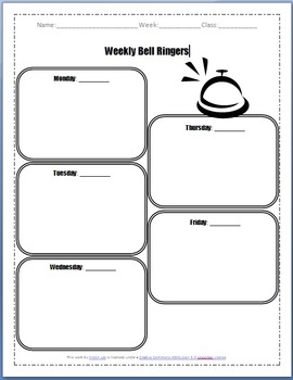 Weekly Bell Ringer Student Sheet By Kristin Lee Resources TPT