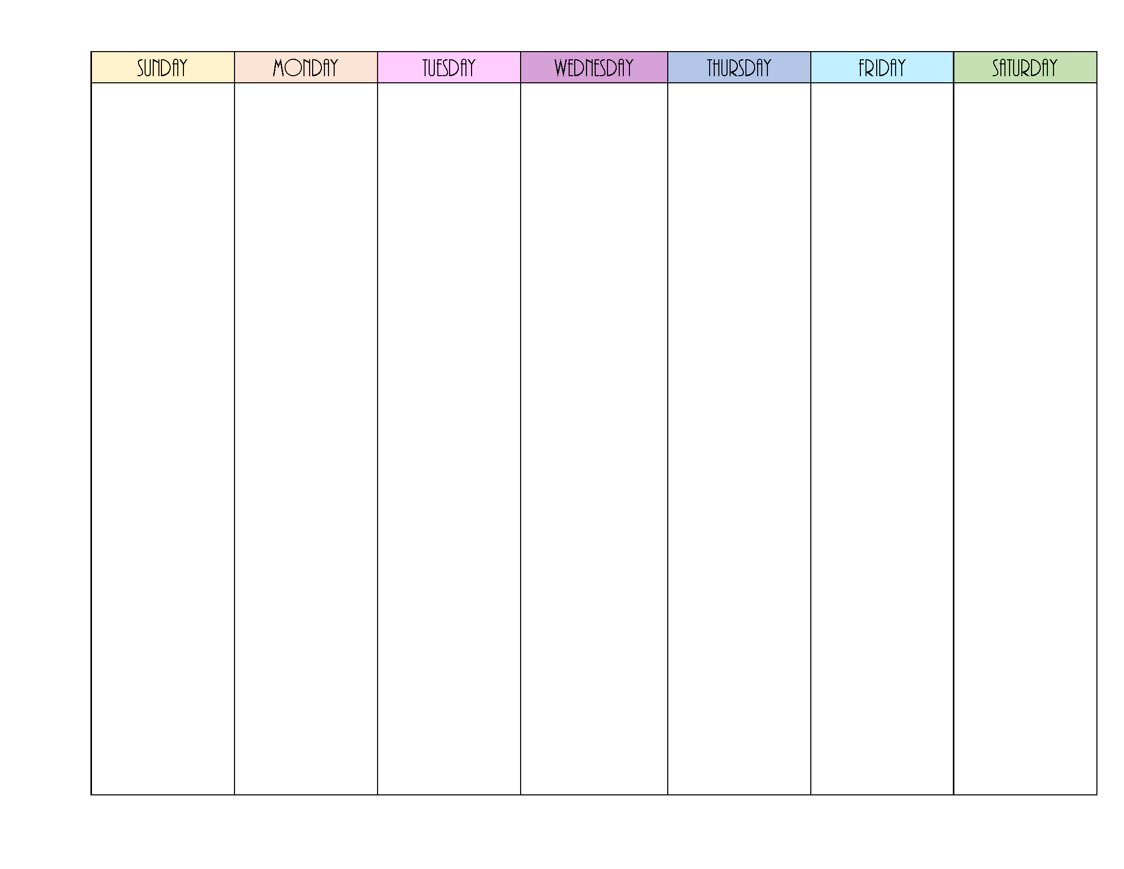 Blank Week Calendar Free Printable Vertical