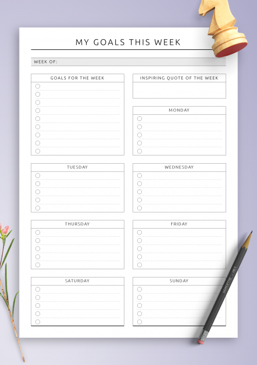 Weekly Planner Printable With Goals