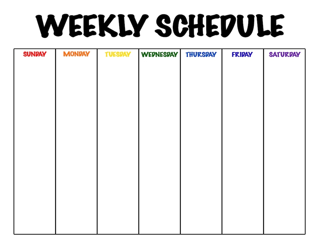 Weekly Schedule Sunday Saturday PRINTABLE Homeschool Weekly 