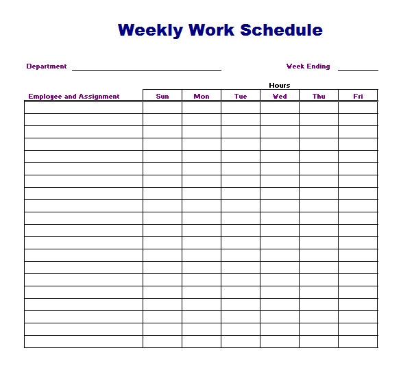 Weekly Work Schedule Template 8 Free Word Excel PDF Format 
