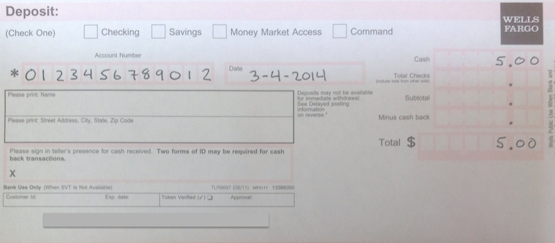 Wells Fargo Deposit Slip Printable