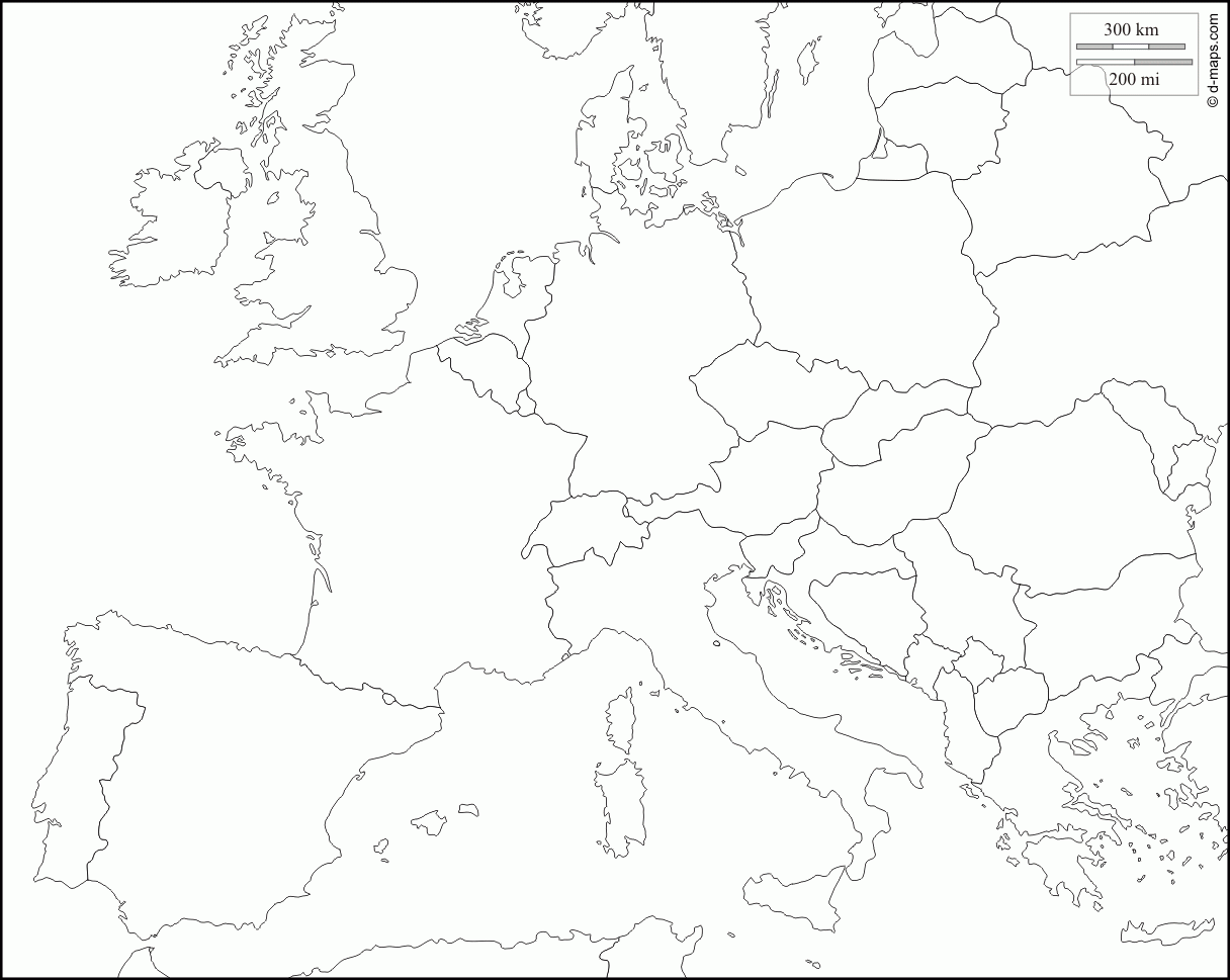 Western And Central Europe Free Map Free Blank Map Free Outline Map 