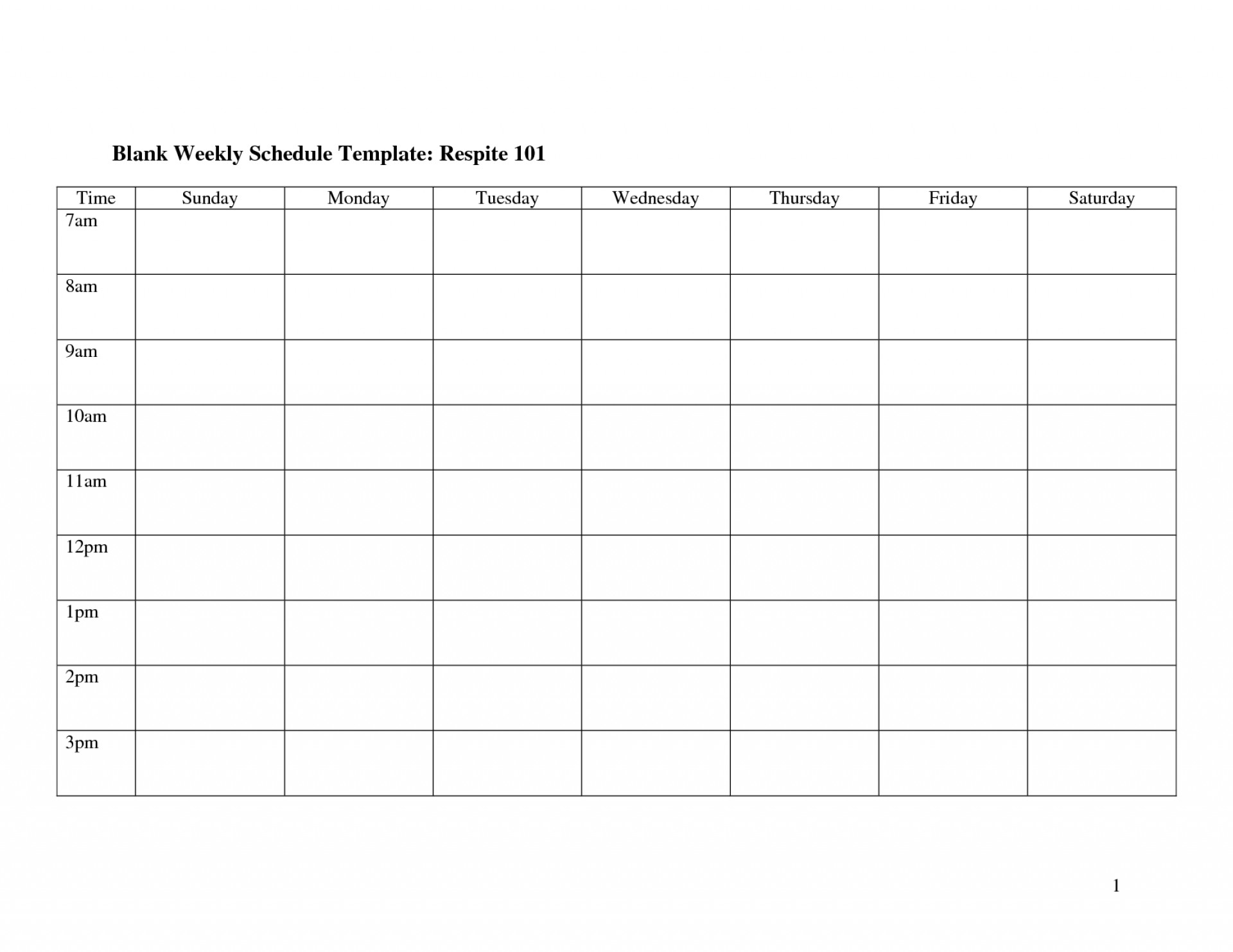 Work Week Printable Calendar