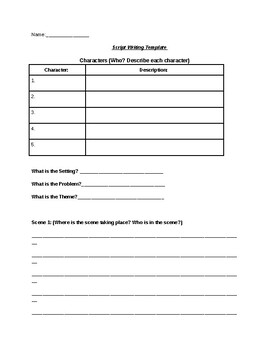 Writing Script Scene Template By Dalia Benavides TPT