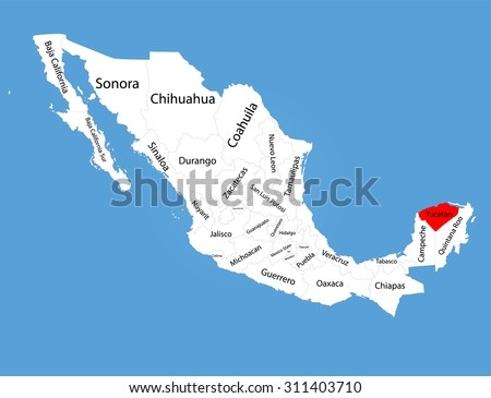Yucatan Peninsula Mexico Vector Map Silhouette Stock Vector Royalty 
