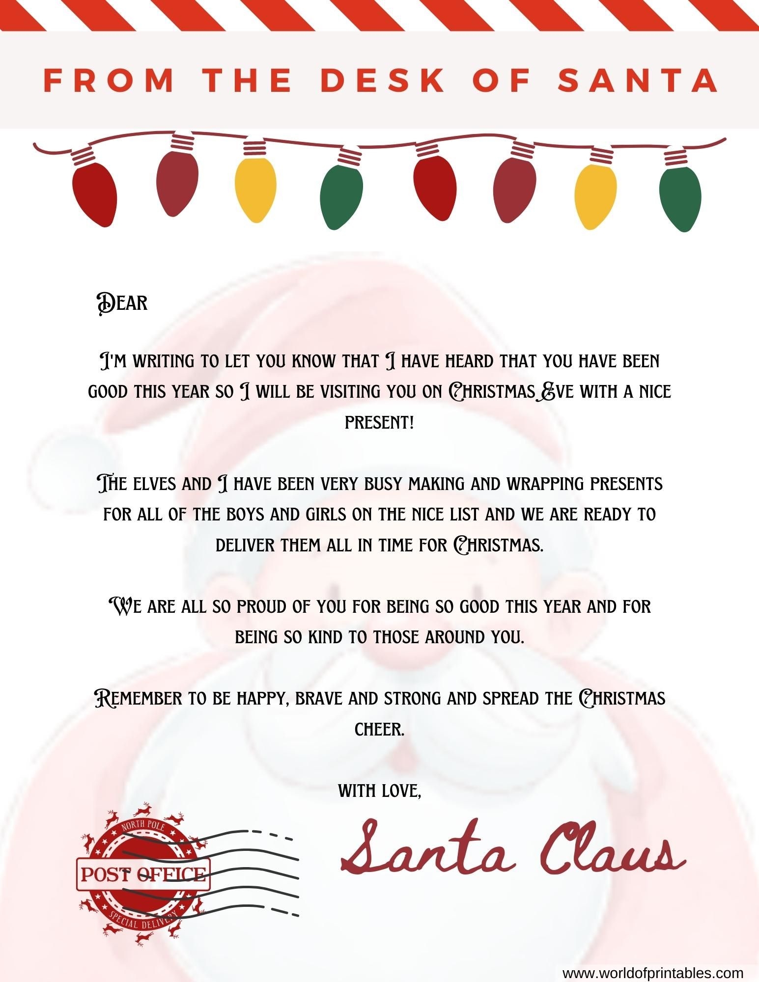 10 Best Free Letter From Santa Templates World Of Printables 10 Best Free Letter From Santa Templates World Of Printables