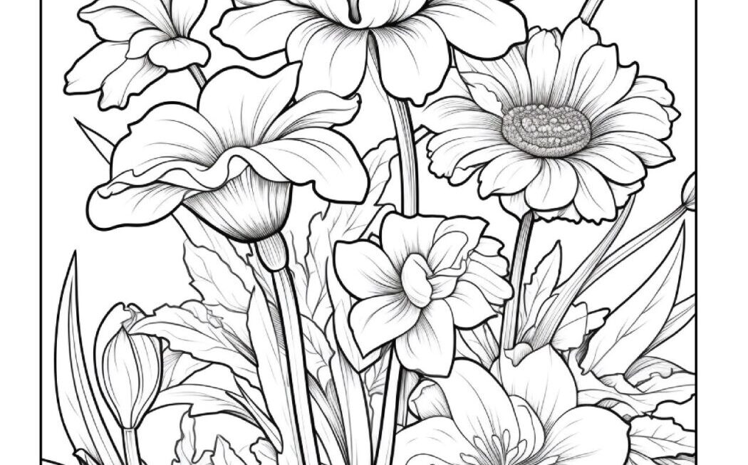 10 Flowers Coloring Pages Printable For Adults