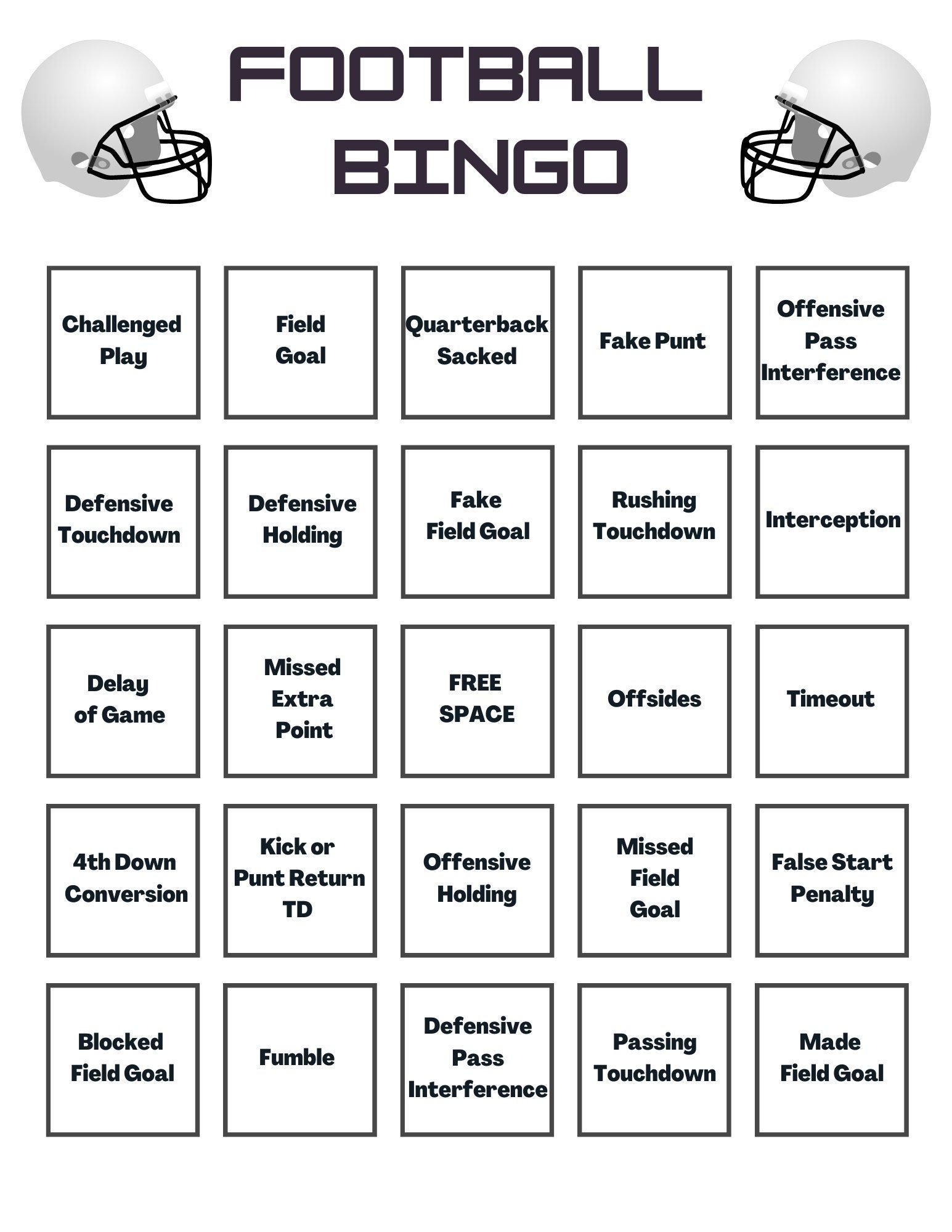 10 Printable Football Bingo Cards Super Bowl Party Football Party 10 Printable Football Bingo Cards Super Bowl Party Football Party