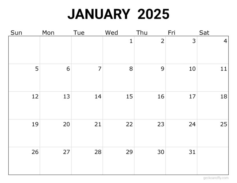 12 Free Printable 2025 Monthly Calendars Simple Minimalist Style