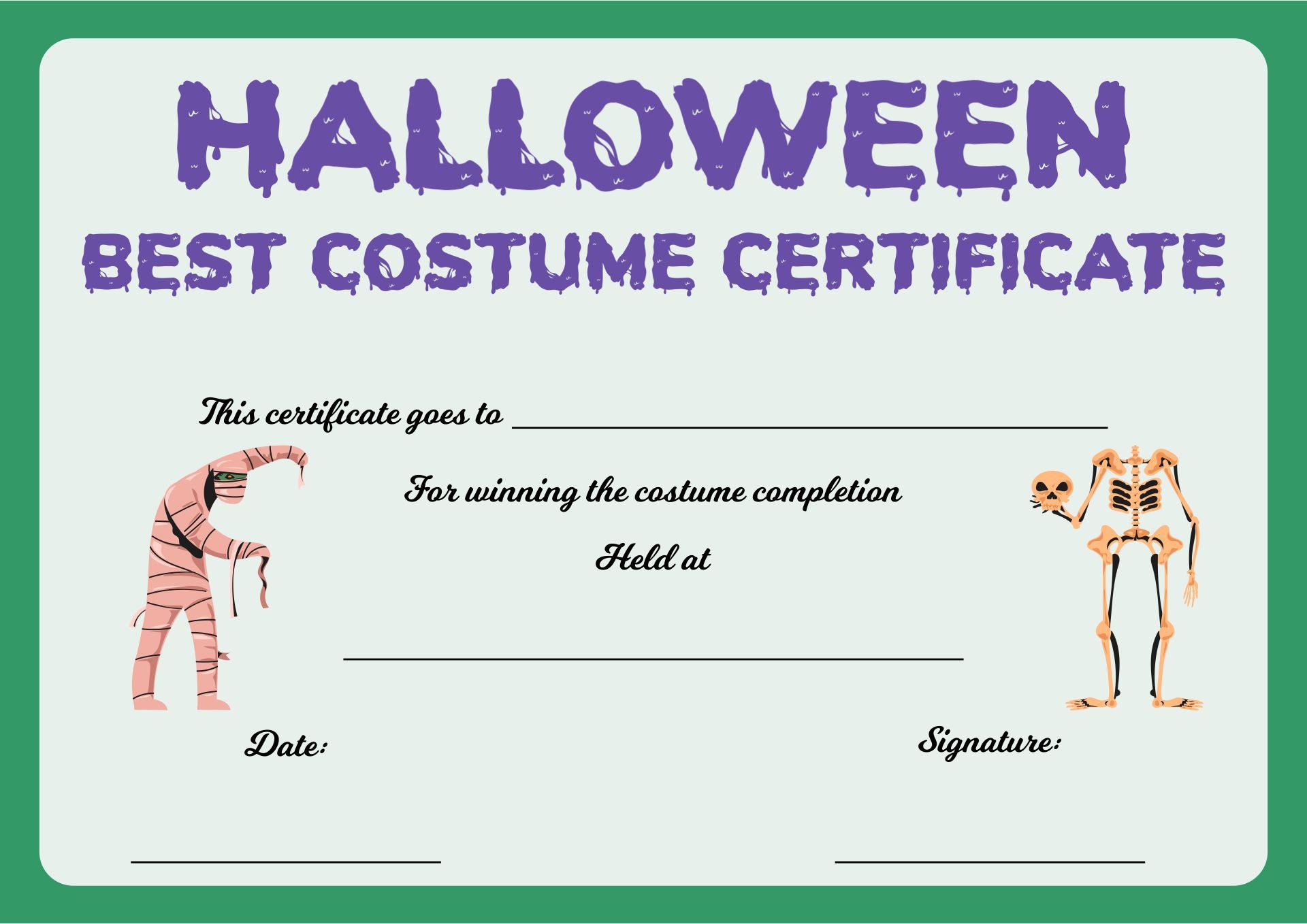 15 Best Free Printable Halloween Award Certificates Printablee