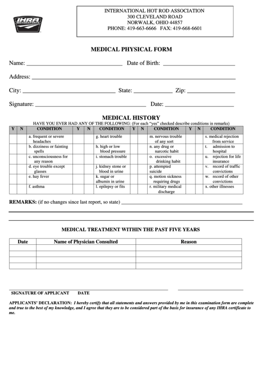 151 Physical Form Templates Free To Download In PDF 151 Physical Form Templates Free To Download In PDF
