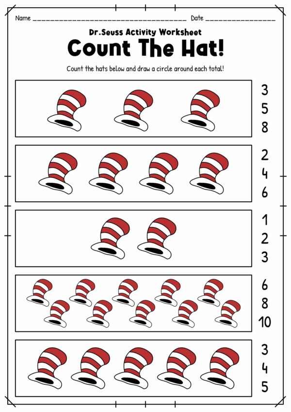 Dr Seuss Printable Worksheets For Preschoolers