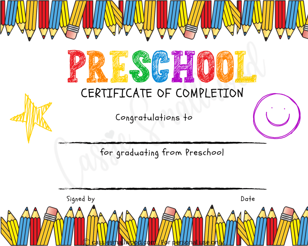20 Preschool And Kindergarten Graduation Certificates Free Printable 