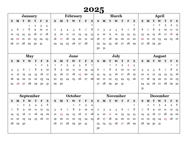 2025 Blank Yearly Word Calendar Template Free Printable Templates