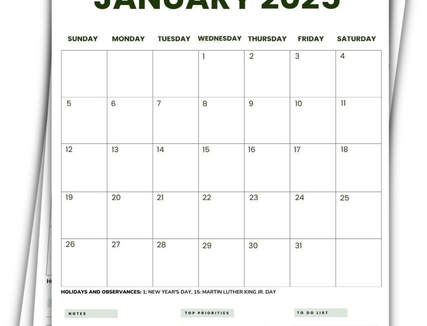 2025 Calendar Printable Vertical Calendars 2025