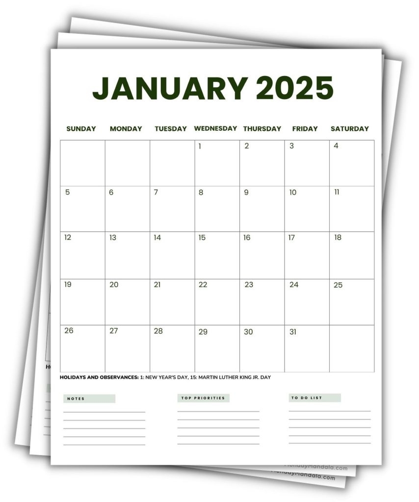 2025 Calendar Printable Vertical Calendars 2025