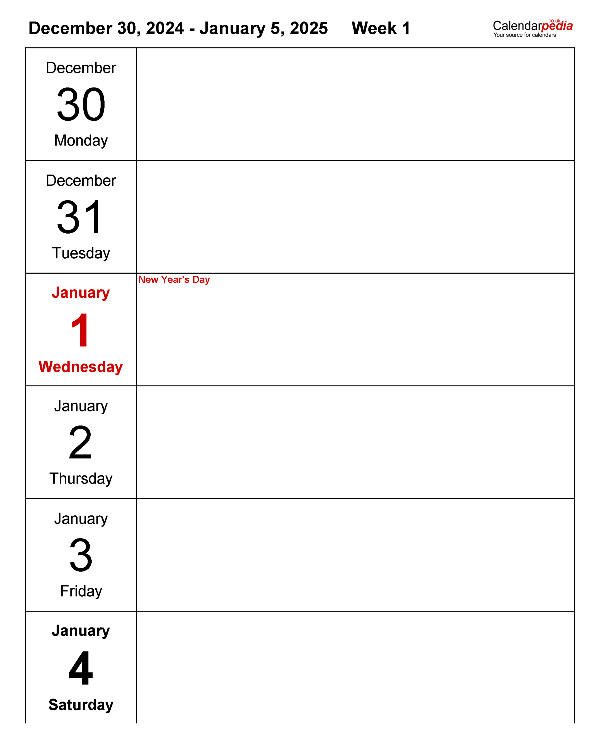 2025 Calendar Weekly Harry Mansour