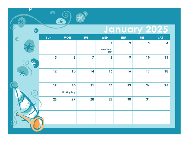 Free Kids Printable Calendar 2025
