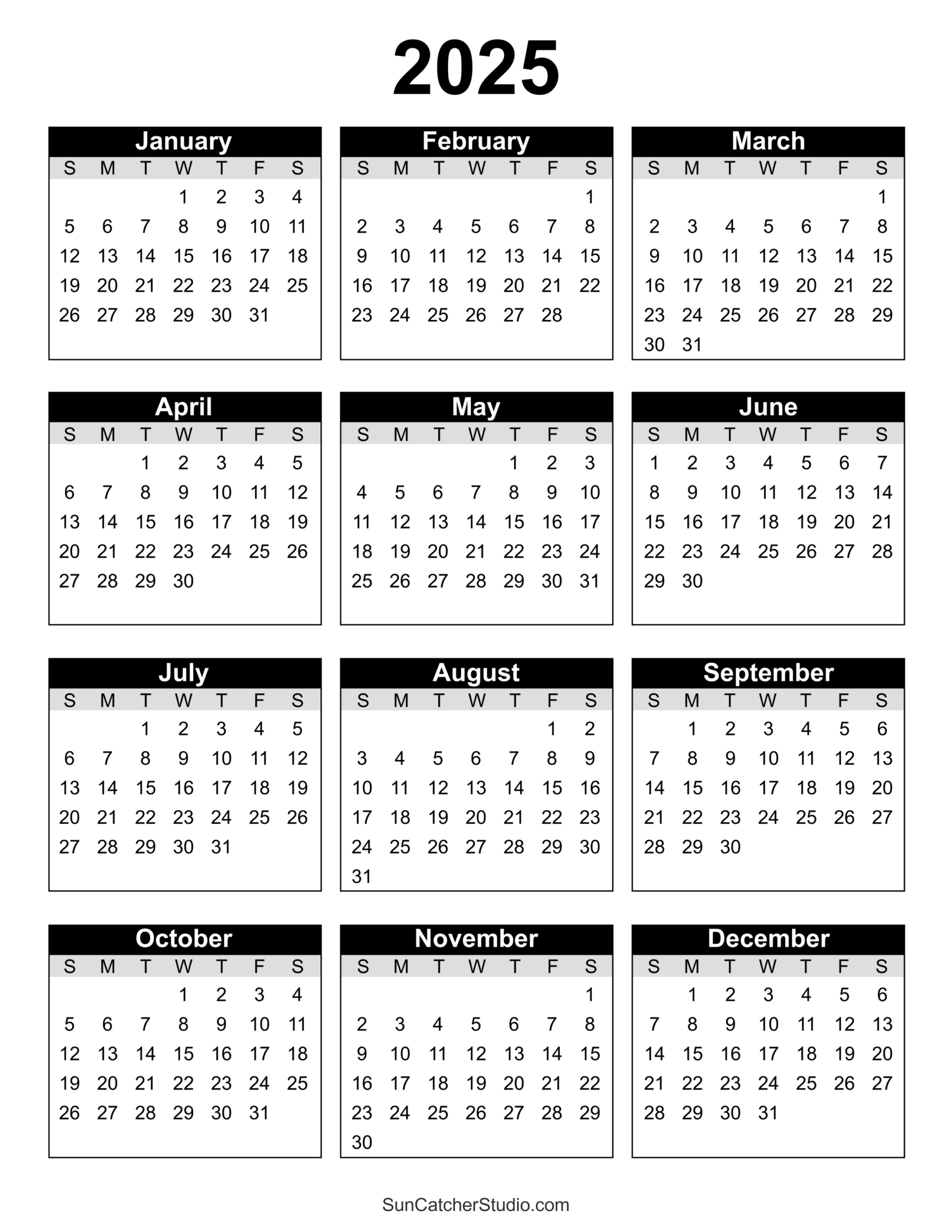 Free Printable Calendar 2025