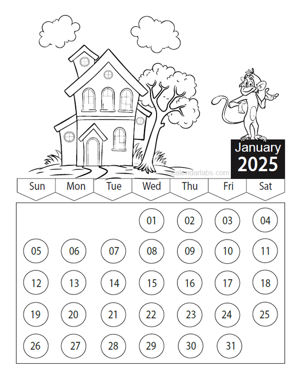 2025 Printable Kids Coloring