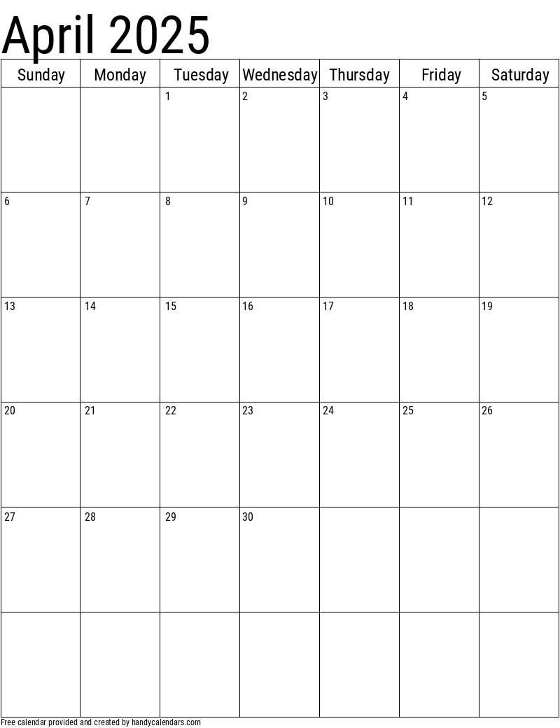 2025 Calendar Free Printable Vertical