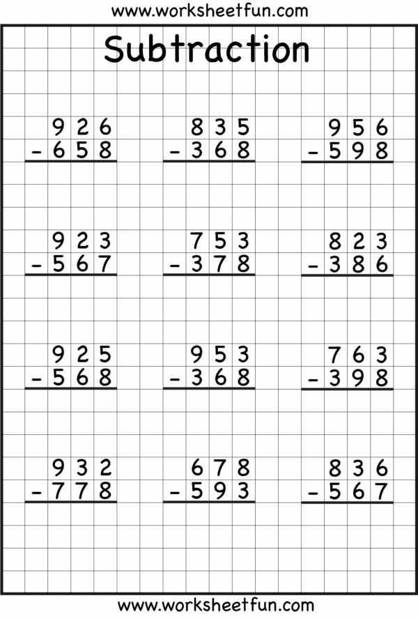 Free Printable Worksheets On Regrouping In Subtraction