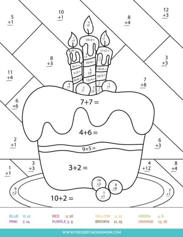 Free Printable Addition Color By Number Worksheets