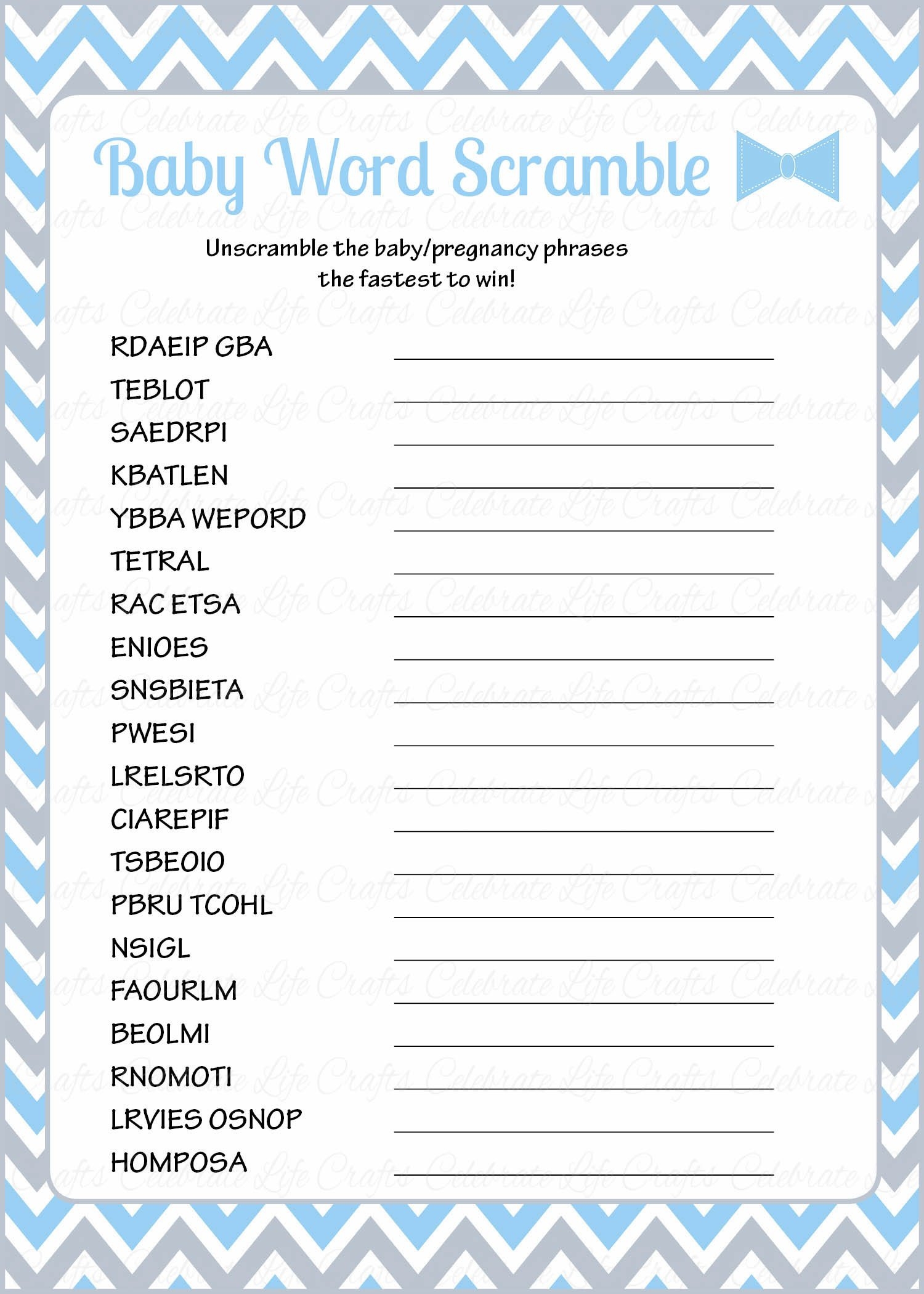 36 Adorable Baby Shower Word Scrambles Kitty Baby Love