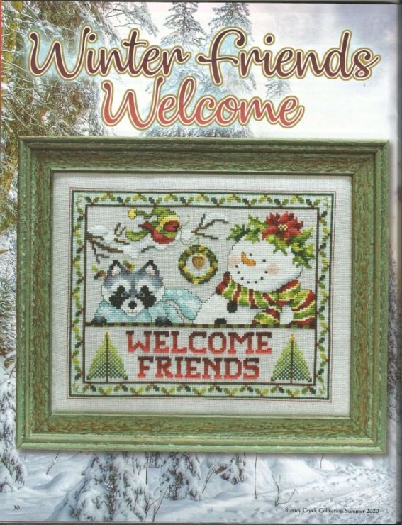 A Cross Stitch Pattern With The Words Welcome Friends And Two Cats In 