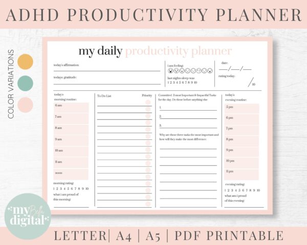 Printable Adhd Daily Planner Template