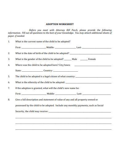 Adoption Worksheets For Kids