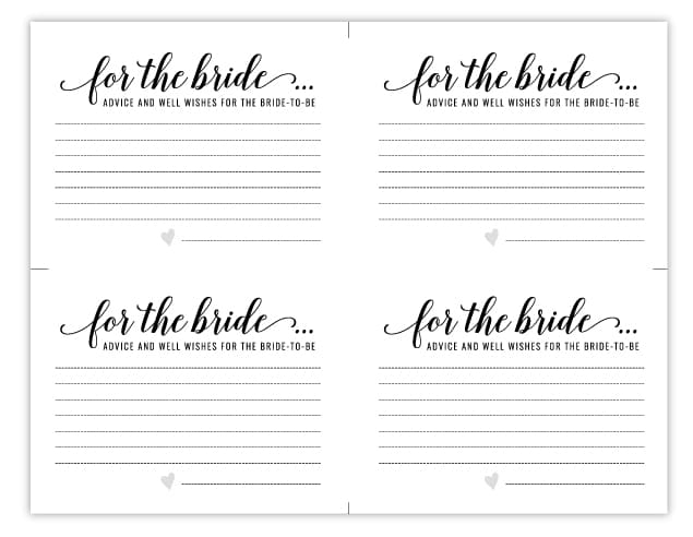 Advice For The Bride Printable Free
